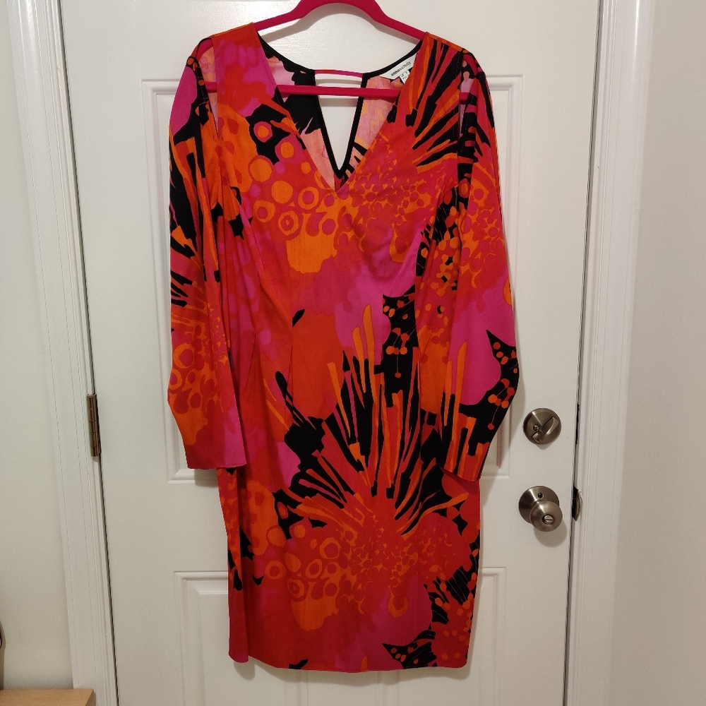 Anna Scholz Silk Long-Sleeve Midi Sheath Dress